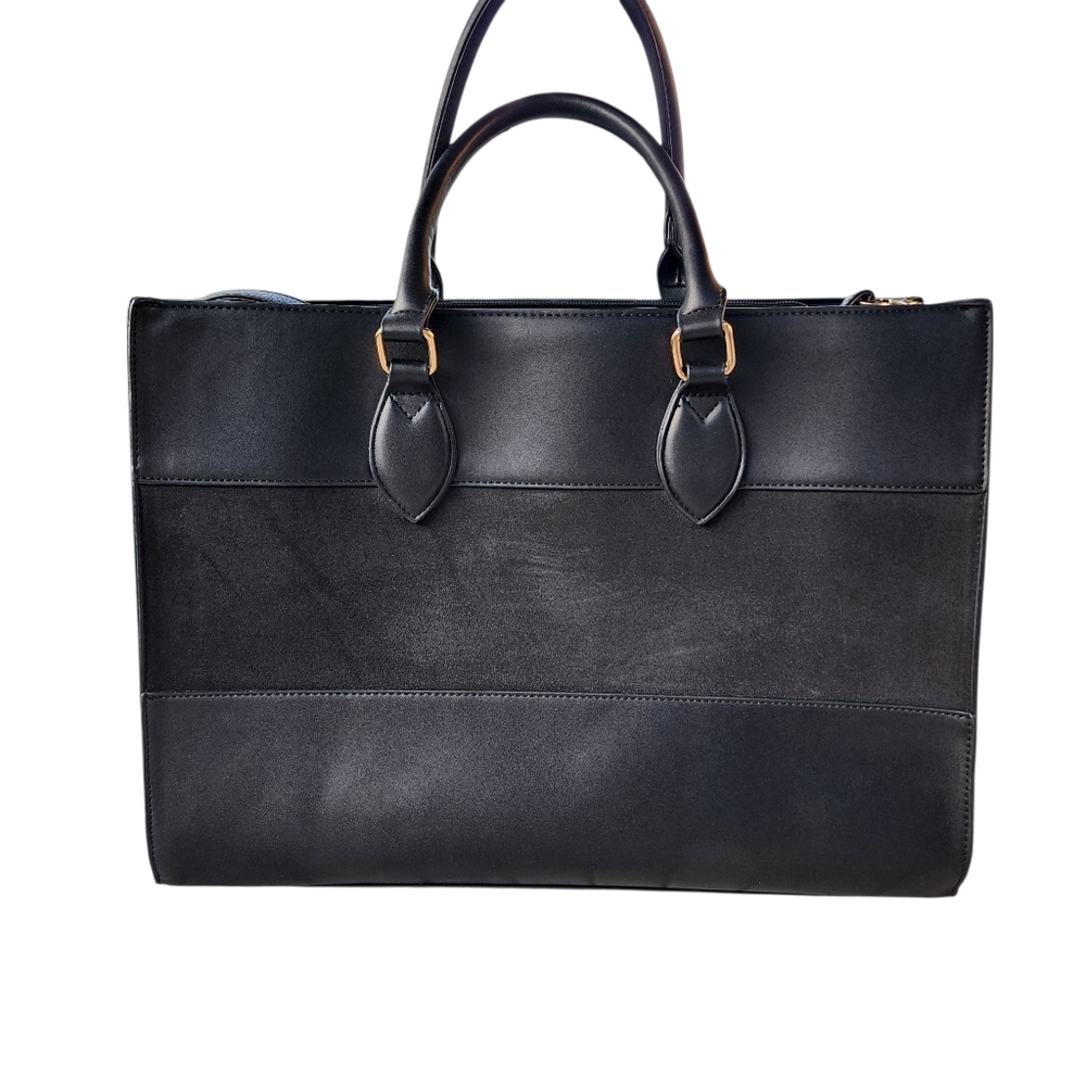Lovevook Colorblock Vegan Leather Laptop Briefcase Tote Bag - Picture 3 of 15